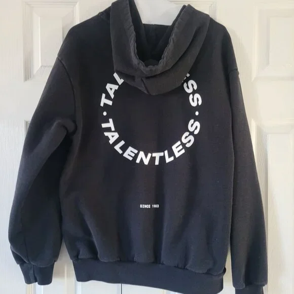 TALENTLESS WOMENS CIRCLE LOGO HOODIE - Size L - Black - Picture 4 of 8